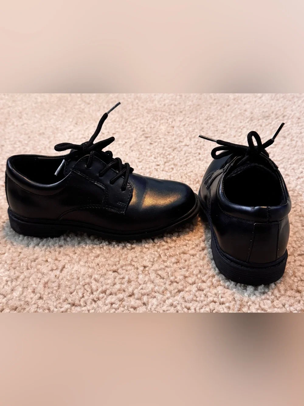 Kids Black Lace-Up Dress Shoes